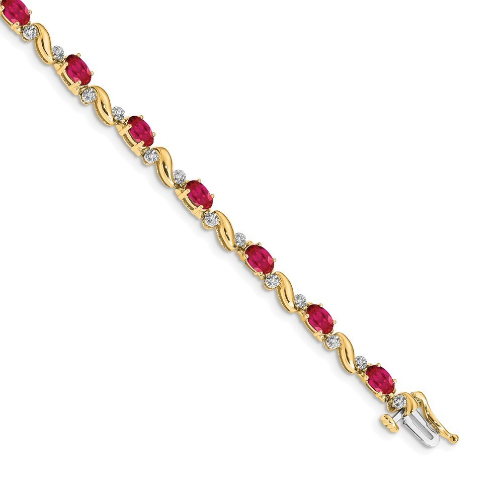 14k Yellow Gold Diamond & Ruby Bracelet